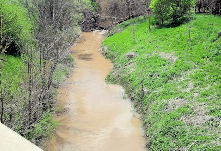 21.5 cfs flow at Prairie Dog Creek near Woodruff, KS on Apr. 21, 2016. Photo by Lori Marintzer, USGS.