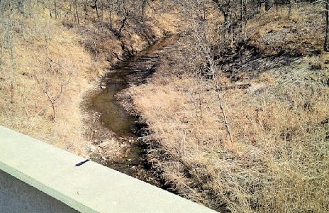 0.33 cfs at Prairie Dog Creek near Woodruff, KS on Mar. 20, 2014. Photo by Lori Marintzer, USGS.