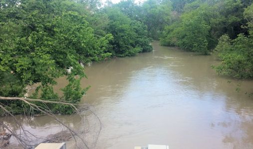 Stage gage at White Rock Creek at Lovewell, KS on May 11, 2015. Photo by Andrew Clark, USGS.