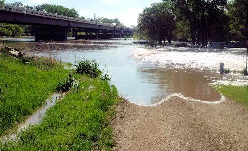 14,400 cfs at Republican River at Scandia, KS on May 7, 2015. Photo by Dirk Hargadine, USGS.