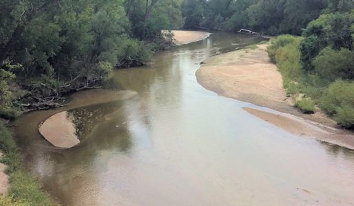 60.7 cfs at Republican River at Scandia, KS on Sept. 22, 2015. Photo by Andrew Clark, USGS.