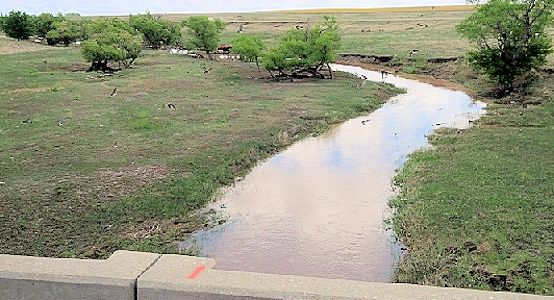 51.2 cfs at Big Creek near Ellis, KS on June 5, 2014. Photo by Lori Marintzer, USGS.