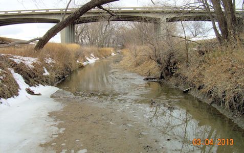 0.05 cfs at Big Creek near Hays, KS on Mar. 4, 2013. Photo by Craig Dare, USGS.