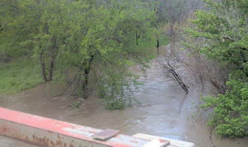 2,340 cfs at Mulberry Creek near Salina, KS on May 9, 2013. Photo by Travis See, USGS.