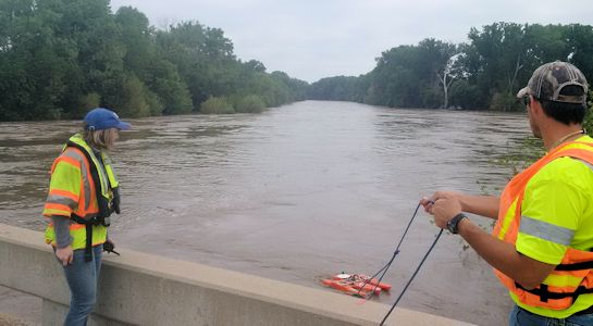 58,700 cfs at Little Blue River near Barnes, KS on May 8, 2015. Photo by Dirk Hargadine, USGS.