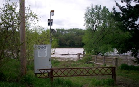 15,500 cfs at Mill Creek near Paxico, KS on May 7, 2007. Photo by Dirk Hargadine, USGS.