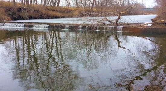 10.2 cfs at Salt Creek at Lyndon, KS on Feb. 19, 2014. Photo by Craig Davies, USGS.