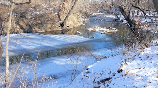 17.7 cfs at Hundred and Ten Mile Creek near Quenemo, KS on Jan. 8, 2014. Photo by Anita Kroska, USGS.