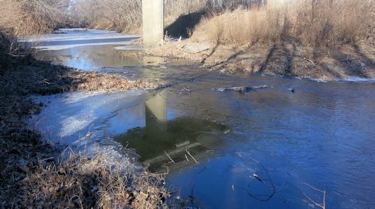9.50 cfs at Pottawatomie Creek near Scipio, KS on Dec. 10, 2013. Photo by Anita Kroska, USGS.