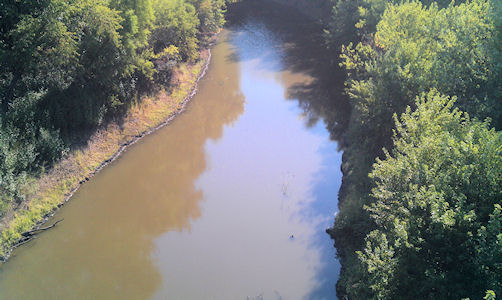 0.00 cfs at Marmaton River near Fort Scott, KS on Aug. 22, 2012. Photo by Craig Painter, USGS.