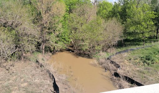 51.1 cfs at Buckner Creek at Hanston, KS on May 3, 2016. Photo by Andrew Clark, USGS.
