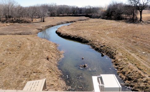 4.88 cfs at Cowskin Creek at Kellogg Street, Wichita, KS on Feb. 5, 2013. Photo by Chris Moehring, USGS.