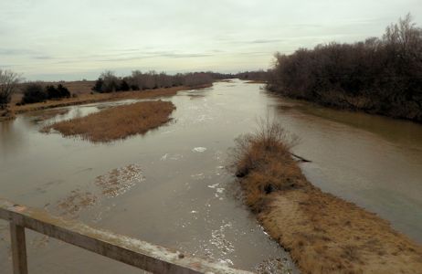 115 cfs at South Fork Ninnescah River near Murdock, KS on Feb. 14, 2013. Photo by Chris Moehring, USGS.