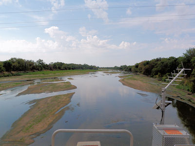 Arkansas River on Hwy 160 at Oxford, KS on Aug. 7, 2012. Photo by Chris Moehring, USGS.