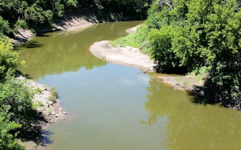 Whitewater River at Augusta, KS on July 15, 2014. Photo by Slade Hackney, USGS.