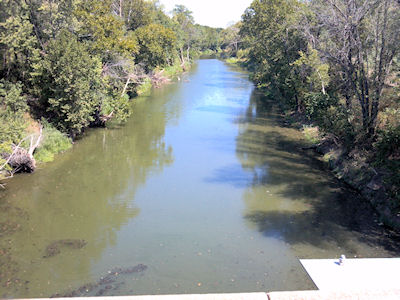 5.75 cfs at Fall River at Fredonia, KS on Aug. 21, 2012. Photo by Chris Moehring, USGS.