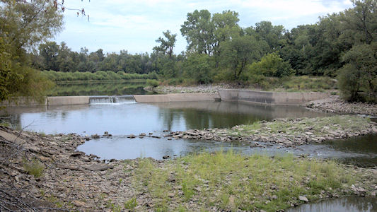25.1 cfs at Neosho River at Parsons, KS on Aug. 3, 2012. Photo by Anita Kroska, USGS.